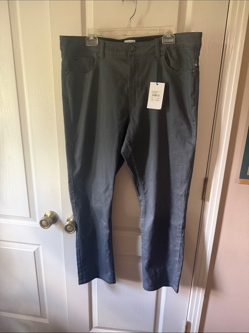 DKNY Slim Fit Pants in Charcoal Gray